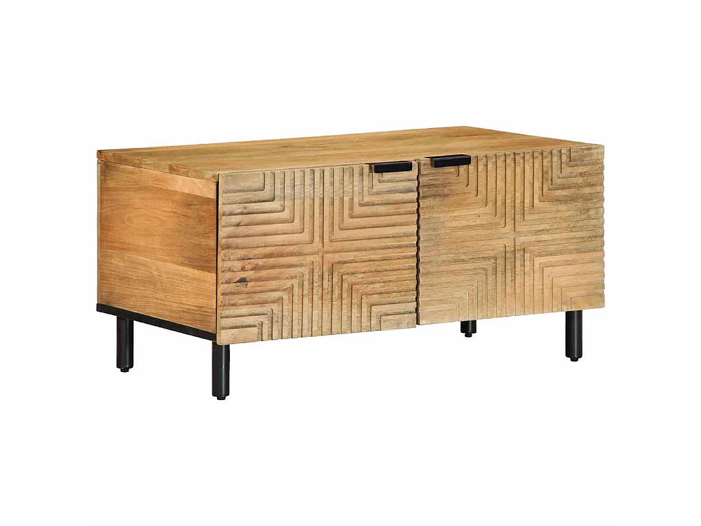 Mesa de centro marrón 80x50x40 cm madera maciza mango