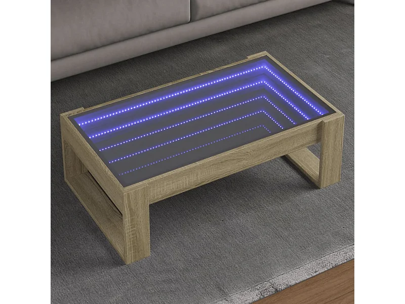 Table basse avec LED infini chêne sonoma 90x53x30 cm