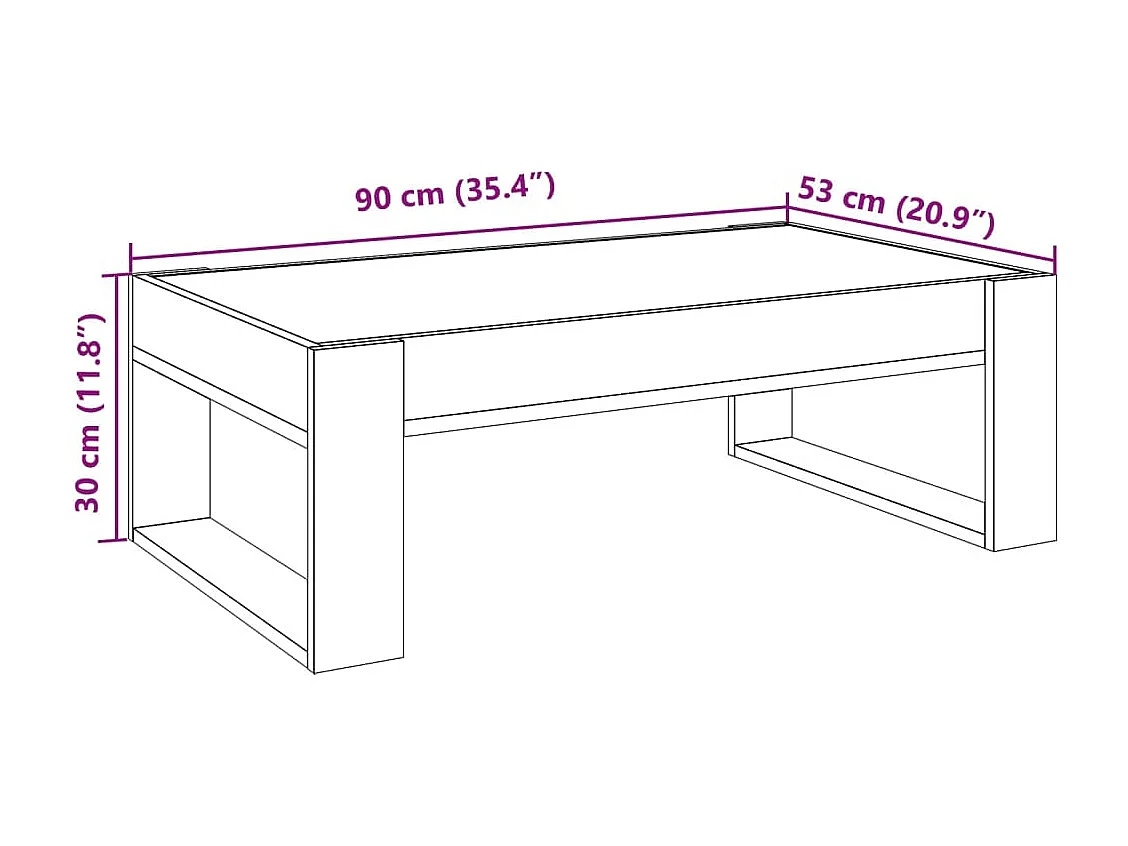 Table basse avec LED infini chêne sonoma 90x53x30 cm