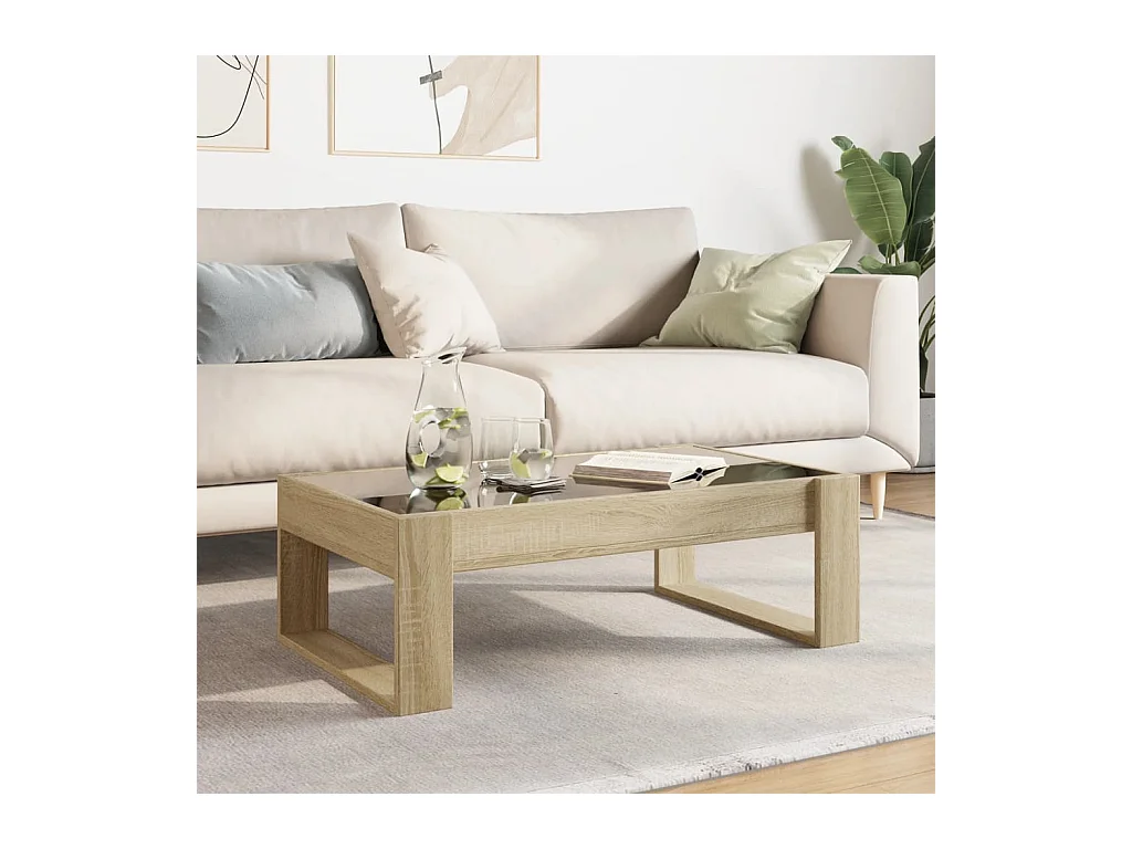 Table basse avec LED infini chêne sonoma 90x53x30 cm