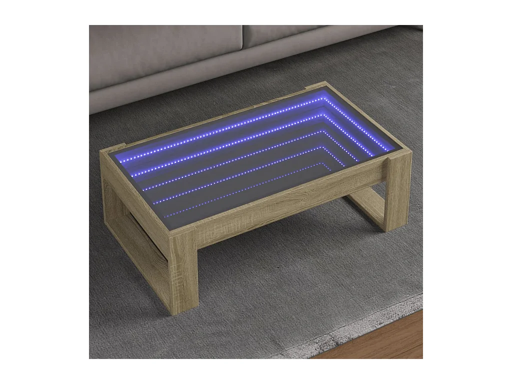 Table basse avec LED infini chêne sonoma 90x53x30 cm