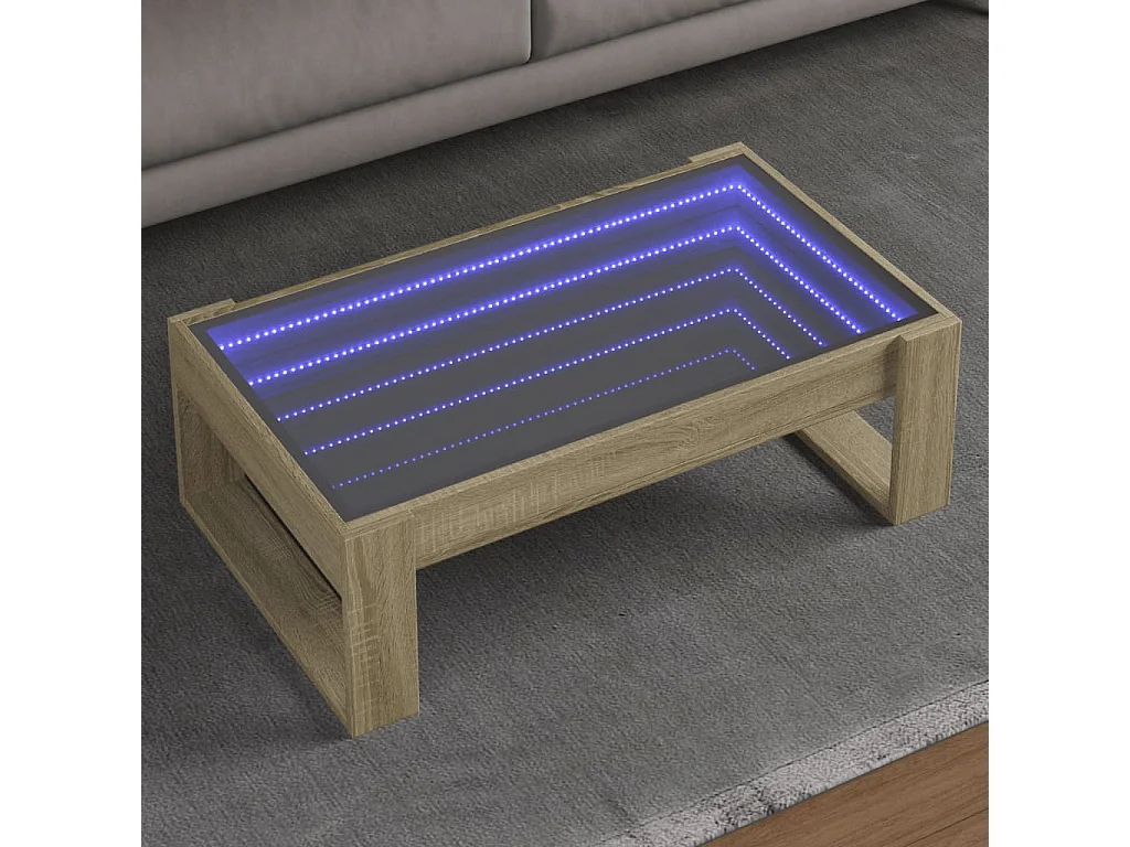 Mesa de centro luzes LED Infinity 90x53x30 cm carvalho sonoma