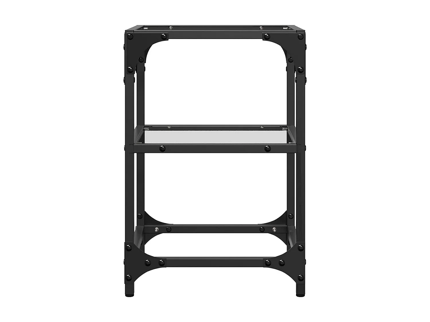 Tavolino Salotto con Piano Vetro Trasparente 30x30x45cm Acciaio