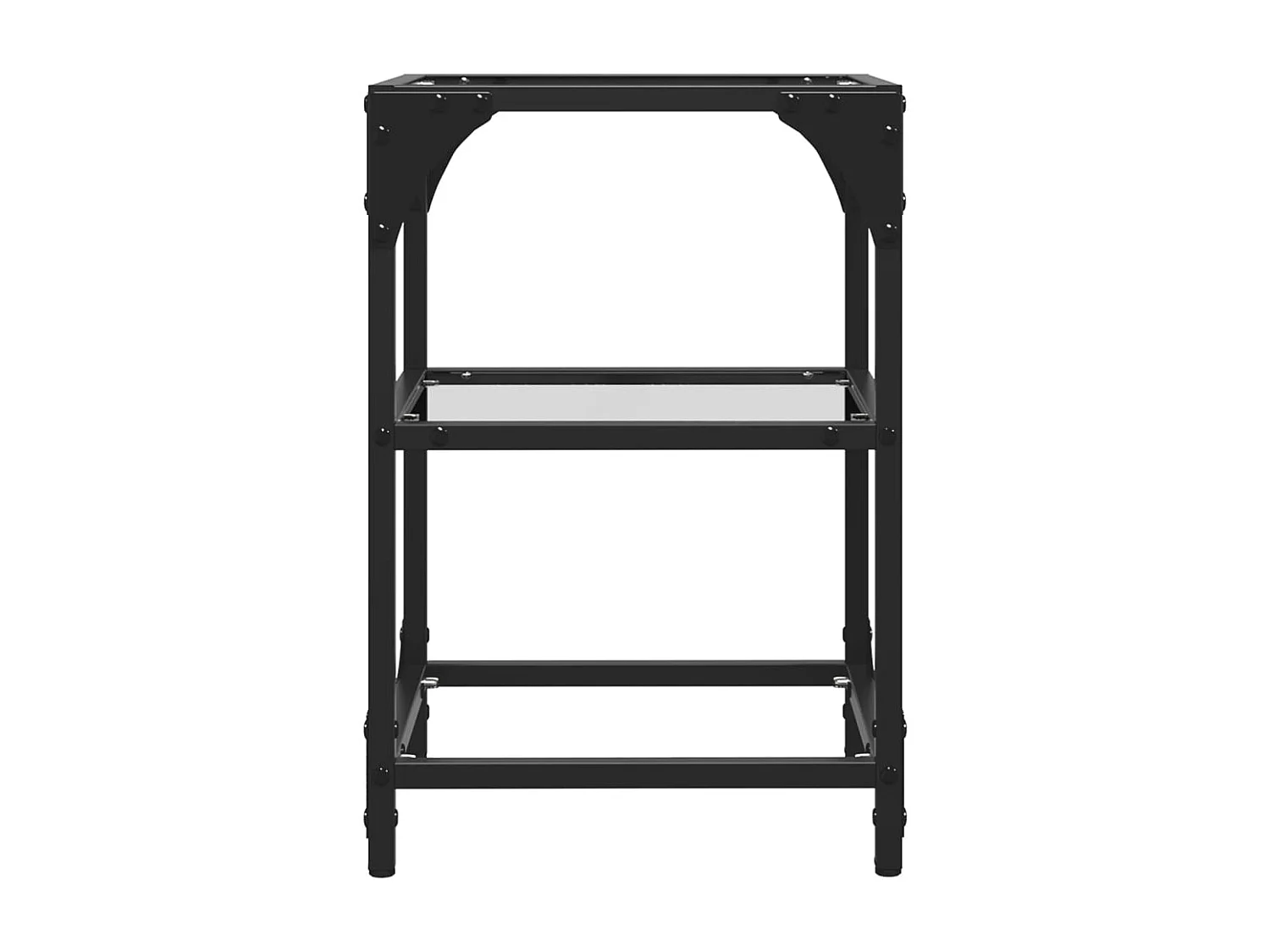 Tavolino Salotto con Piano Vetro Trasparente 30x30x45cm Acciaio