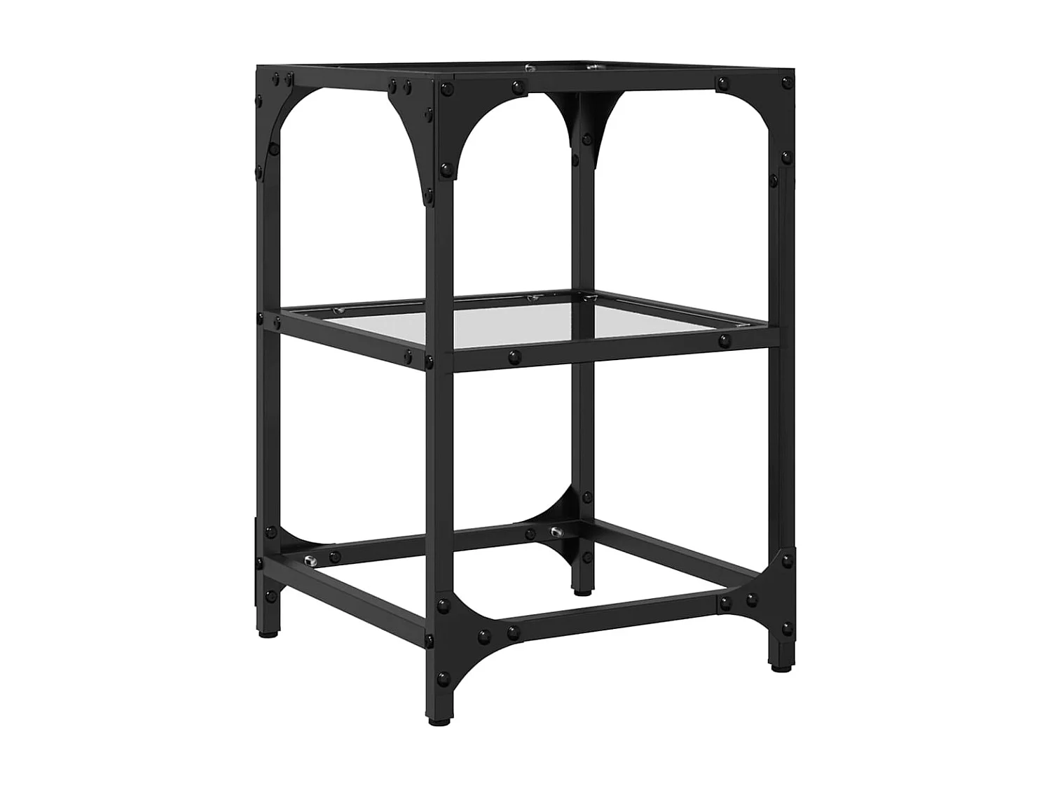 Table basse avec dessus en verre transparent 30x30x45 cm acier