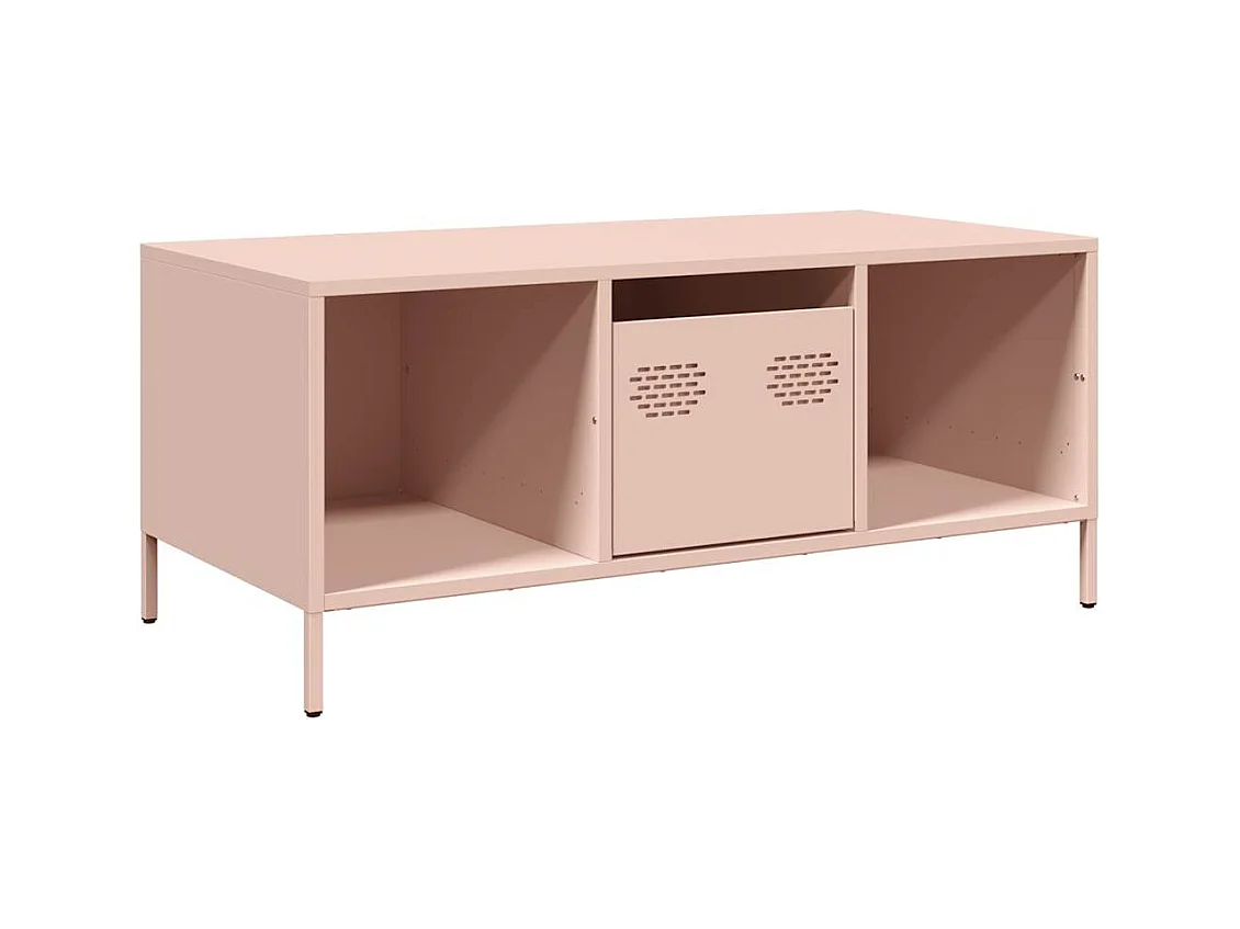 Table basse rose 101,5x50x43,5 cm acier laminé à froid