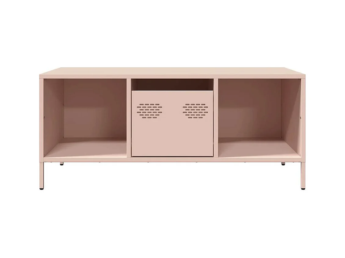 Table basse rose 101,5x50x43,5 cm acier laminé à froid