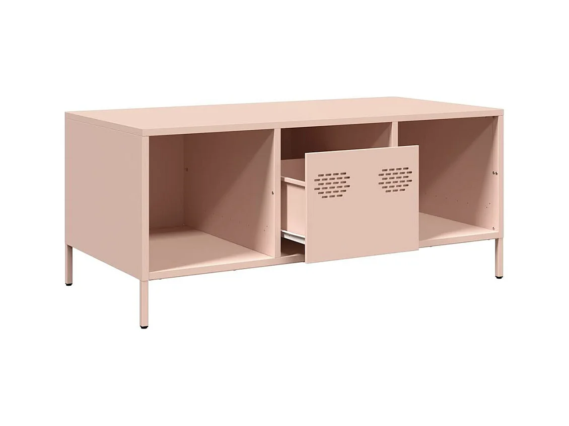 Table basse rose 101,5x50x43,5 cm acier laminé à froid