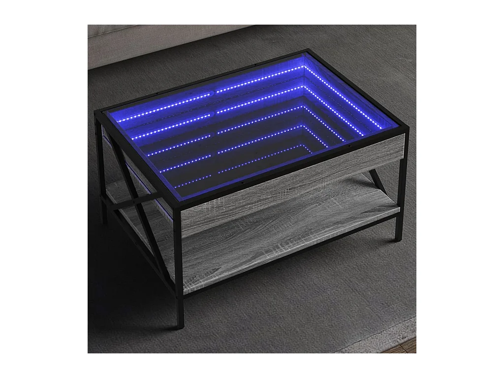 Table basse avec LED infini sonoma gris 70x50x38 cm