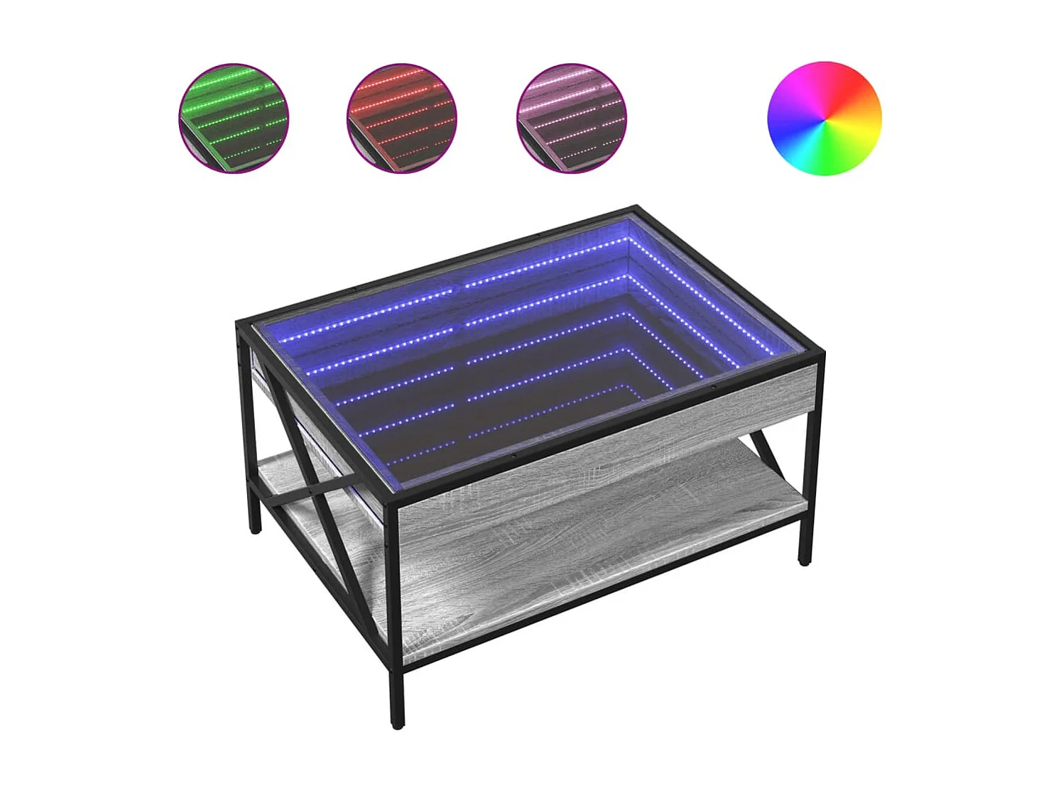 Couchtisch mit Infinity-LED Grau Sonoma 70x50x38 cm
