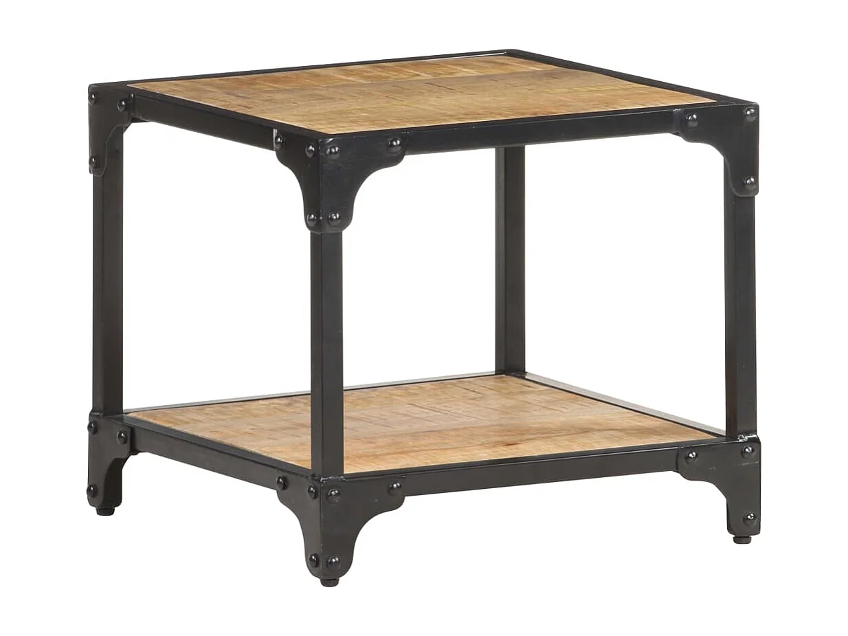 Mesa de centro de madera maciza de mango rugosa 40x40x36 cm