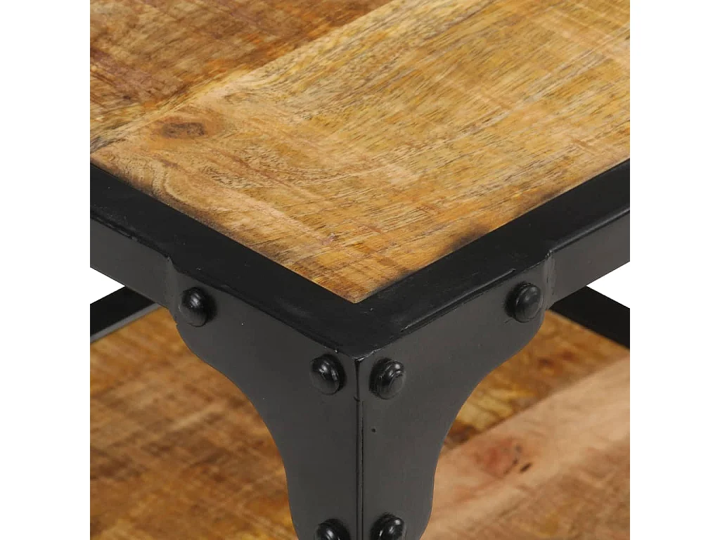 Mesa de centro de madera maciza de mango rugosa 40x40x36 cm