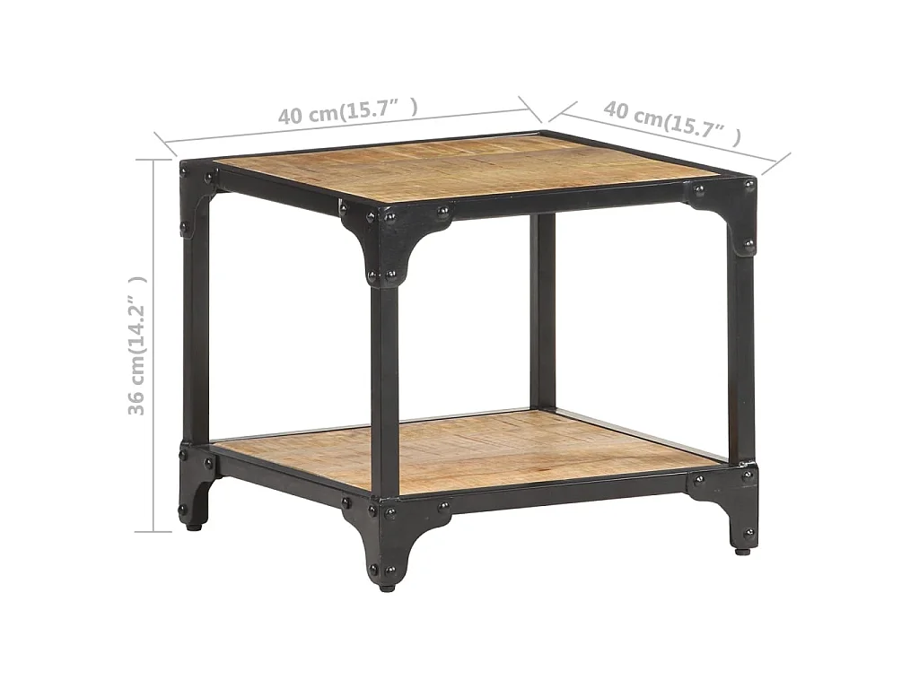 Salontafel 40x40x36 cm massief ruw mangohout