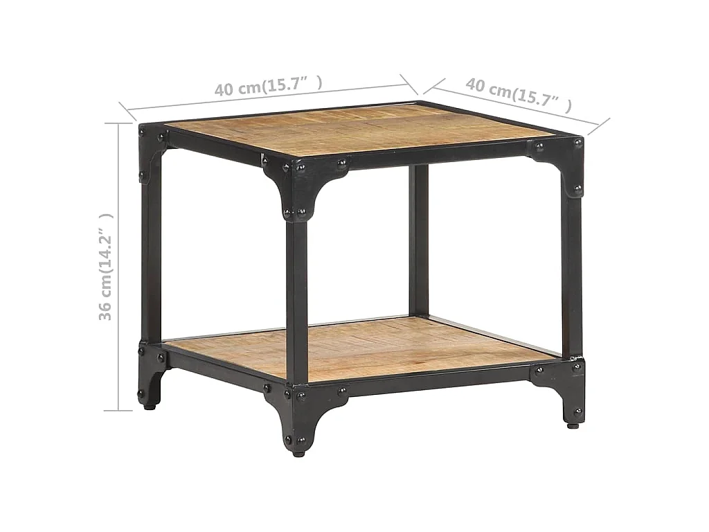 Table basse 40x40x36 cm Bois massif de manguier brut
