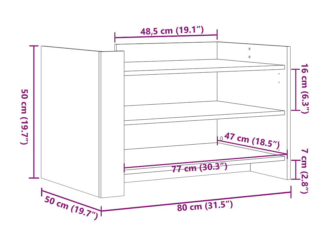 Table basse sonoma gris 80x50x50 cm bois d'ingénierie