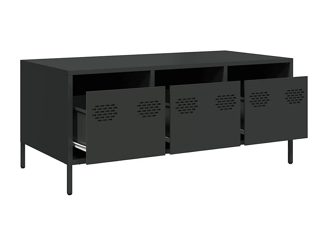 Table basse noir 101,5x50x43,5 cm acier laminé à froid