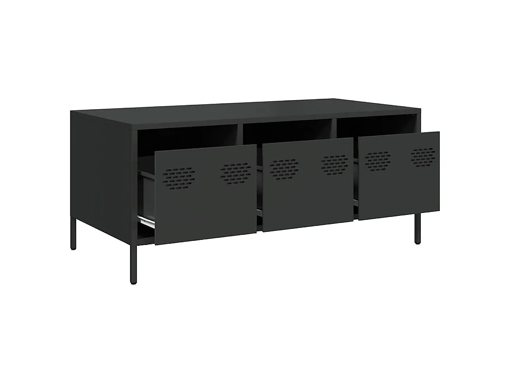 Tavolino Nero 101,5x50x43,5 cm in Acciaio Laminato a Freddo