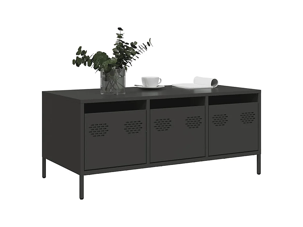 Tavolino Nero 101,5x50x43,5 cm in Acciaio Laminato a Freddo