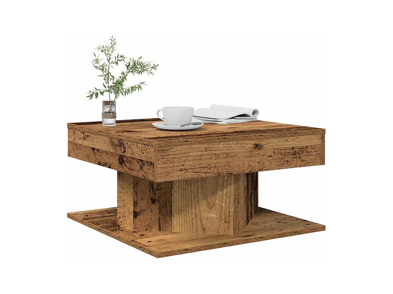 Table basse vieux bois 55x55x30 cm bois d'ingénierie