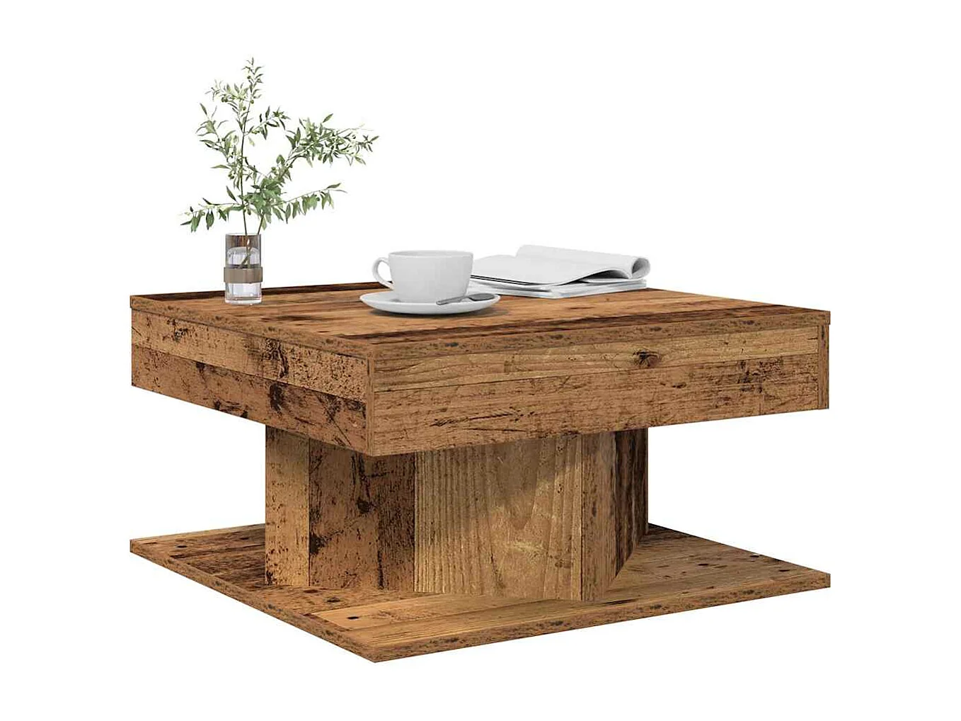Tavolino da Salotto Legno Antico 55x55x30 cm Legno Multistrato