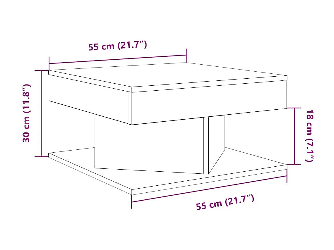 Tavolino da Salotto Legno Antico 55x55x30 cm Legno Multistrato