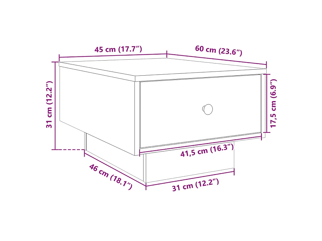 Tavolino Salotto Grigio Sonoma 60x45x31 cm Legno Multistrato