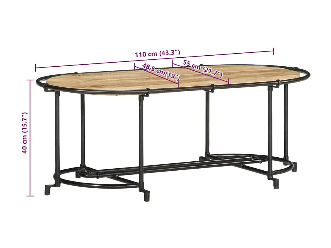 Couchtisch 110x55x40 cm Raues Mangoholz