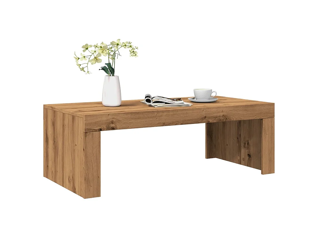 Salontafel 102x50x35 cm bewerkt hout artisanaal eikenkleurig