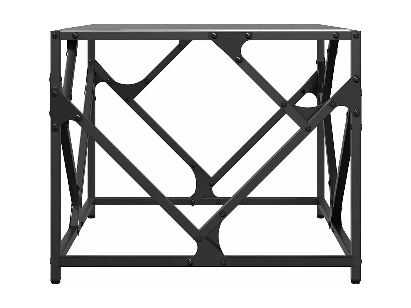 Mesa de centro com topo em vidro preto 50x50x41 cm aço