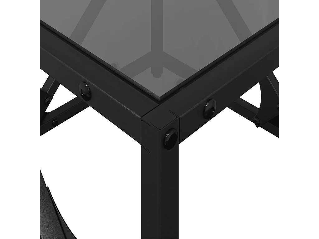 Mesa de centro com topo em vidro preto 50x50x41 cm aço