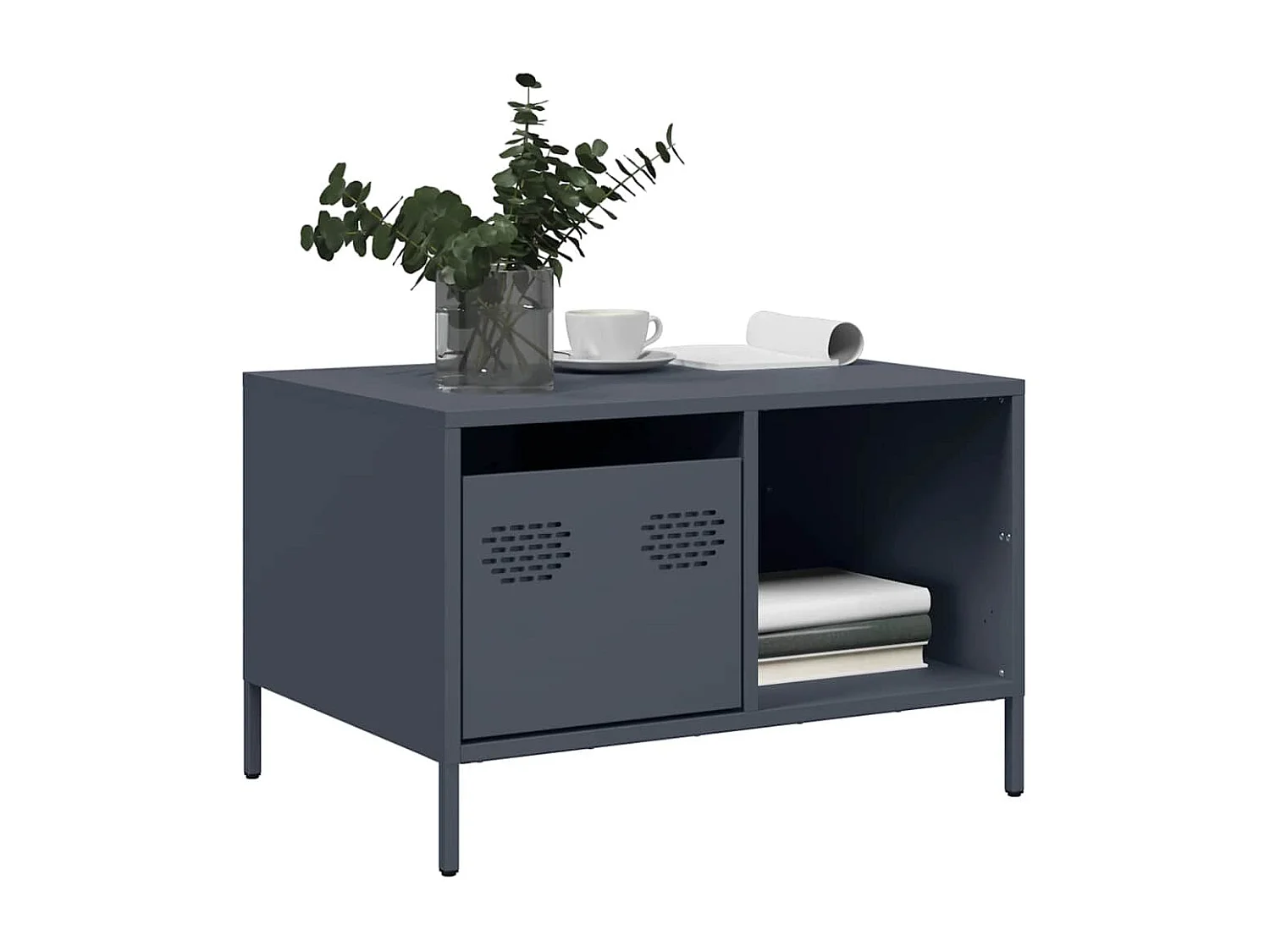 Tavolino Antracite 68,5x50x43,5 cm in Acciaio Laminato a Freddo