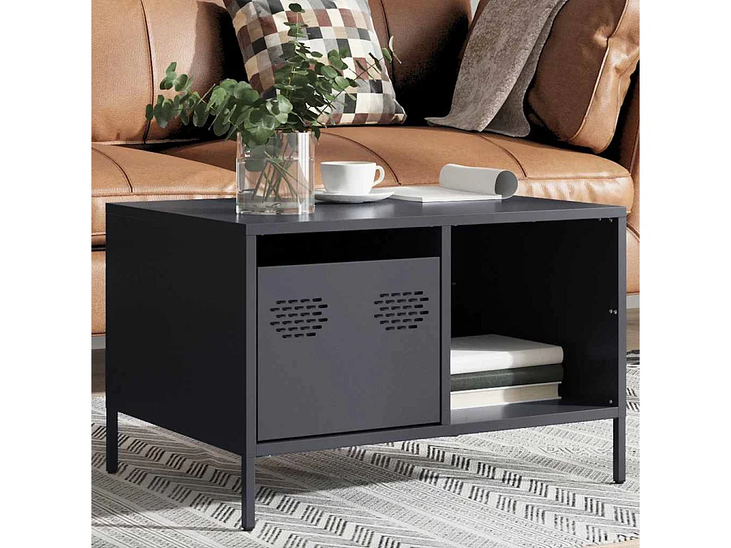 Tavolino Antracite 68,5x50x43,5 cm in Acciaio Laminato a Freddo