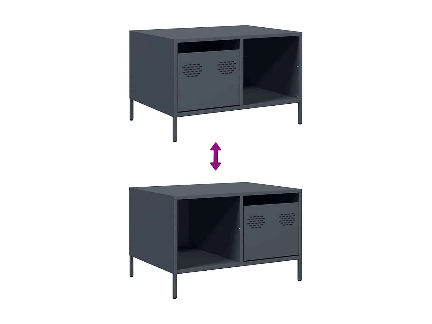 Tavolino Antracite 68,5x50x43,5 cm in Acciaio Laminato a Freddo