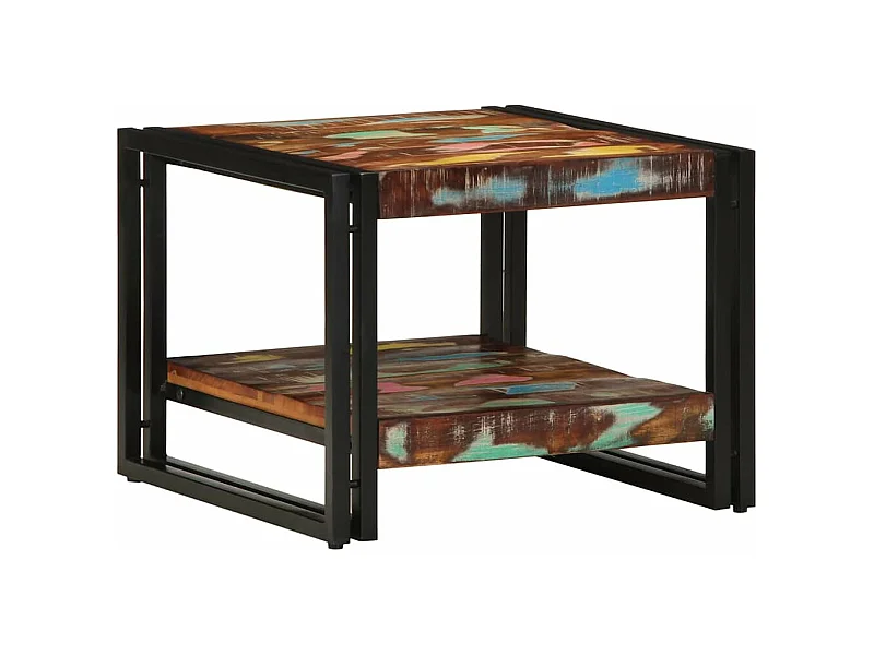 Couchtisch Mehrfarbig 50x50x38 cm Altholz Massivholz