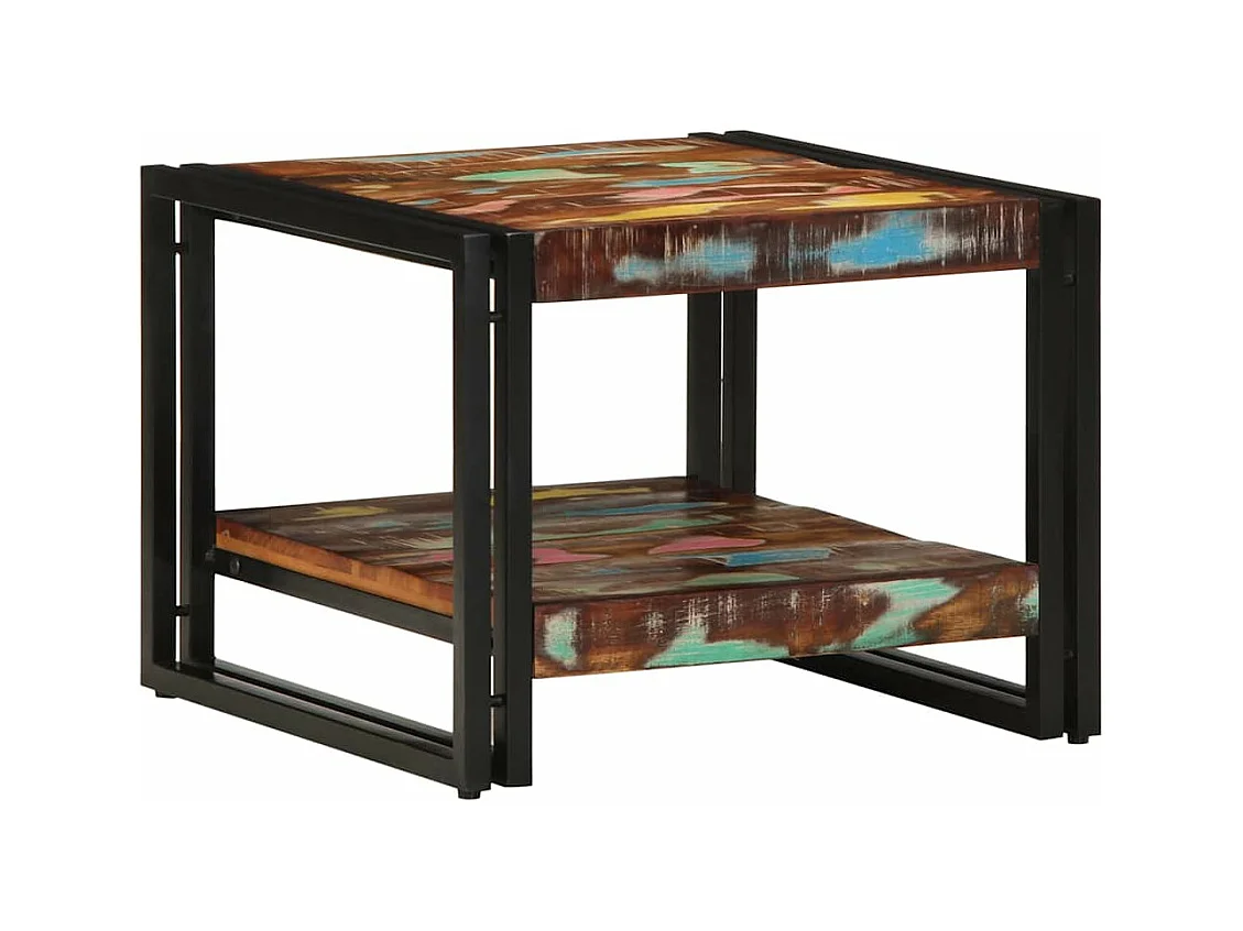 Salontafel 50x50x38 cm massief gerecycled hout meerkleurig