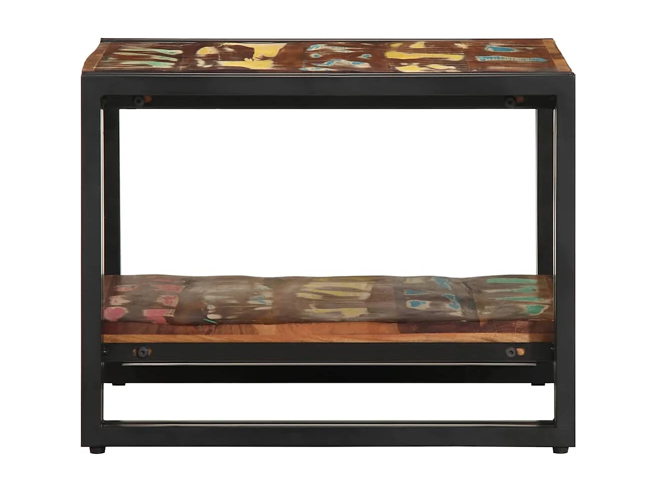 Table basse multicolore 50x50x38 cm bois de récupération massif