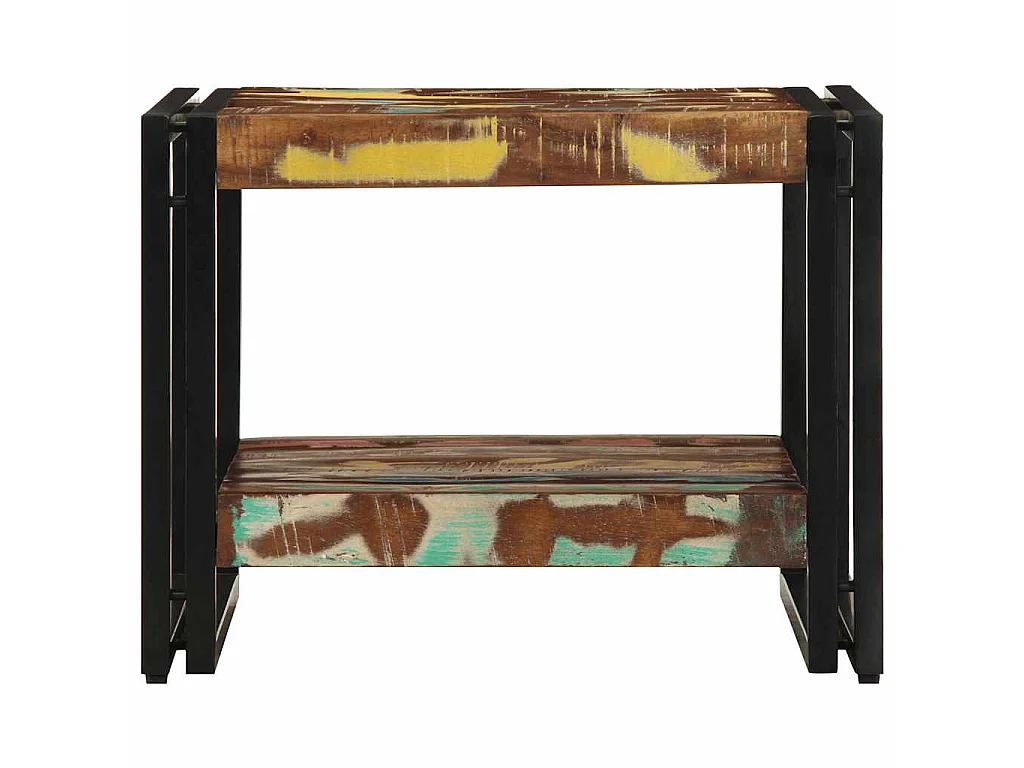 Table basse multicolore 50x50x38 cm bois de récupération massif
