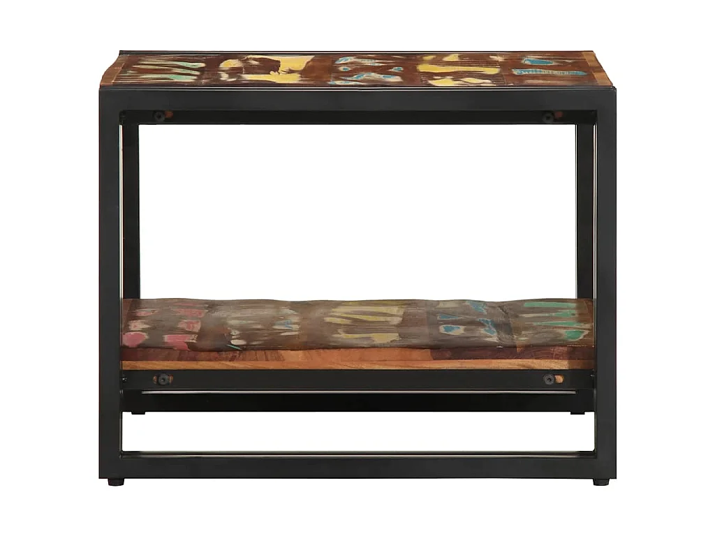 Table basse multicolore 50x50x38 cm bois de récupération massif