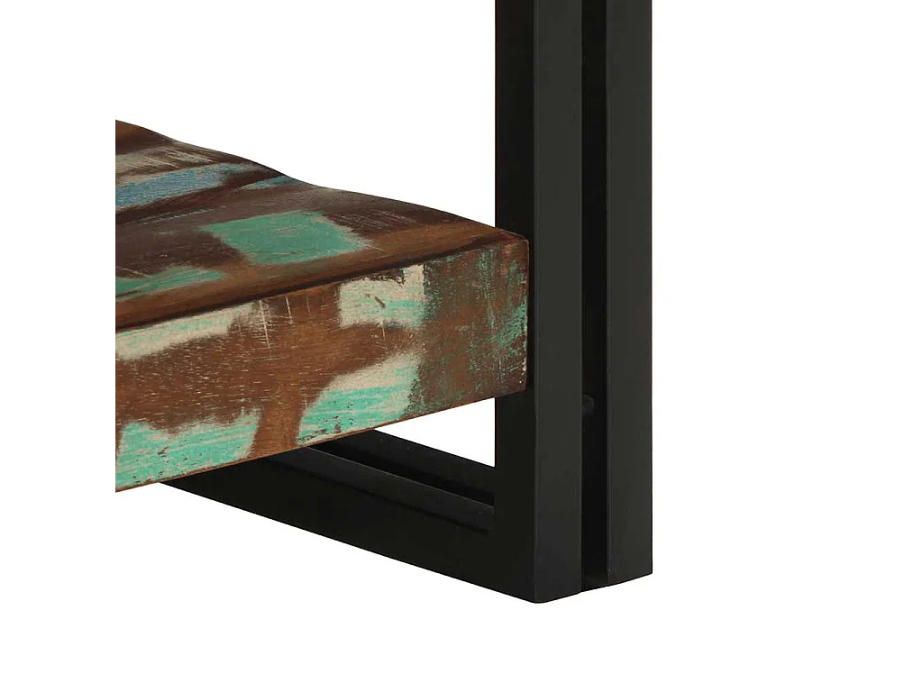 Table basse multicolore 50x50x38 cm bois de récupération massif