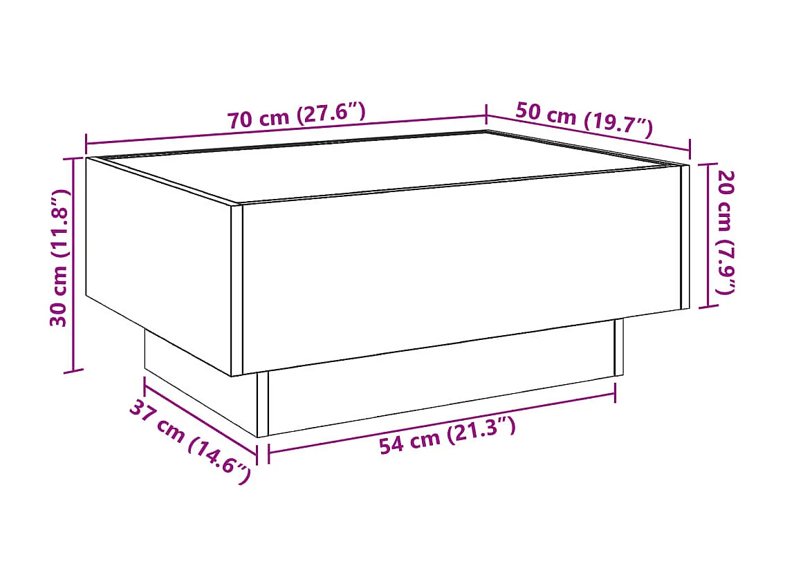 LED-Couchtisch Schwarz 70x50x30 cm Holzwerkstoff