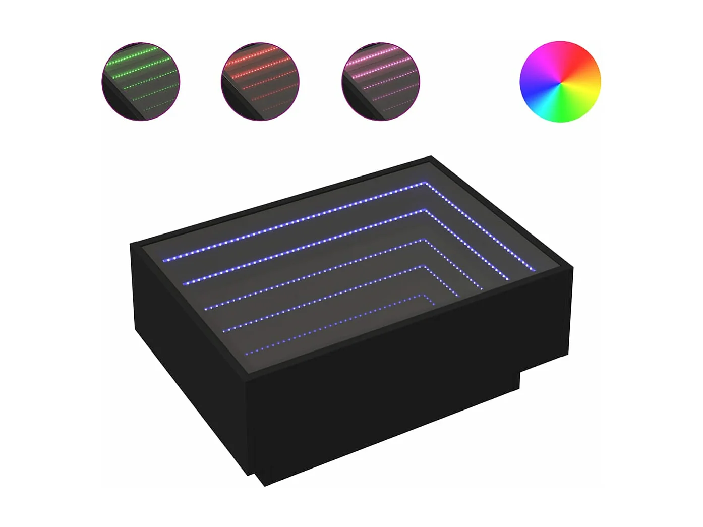 LED-Couchtisch Schwarz 70x50x30 cm Holzwerkstoff