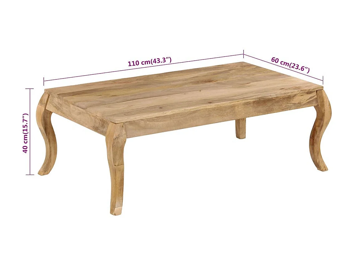 Couchtisch 110 x 60 x 40 cm Mangoholz Massiv