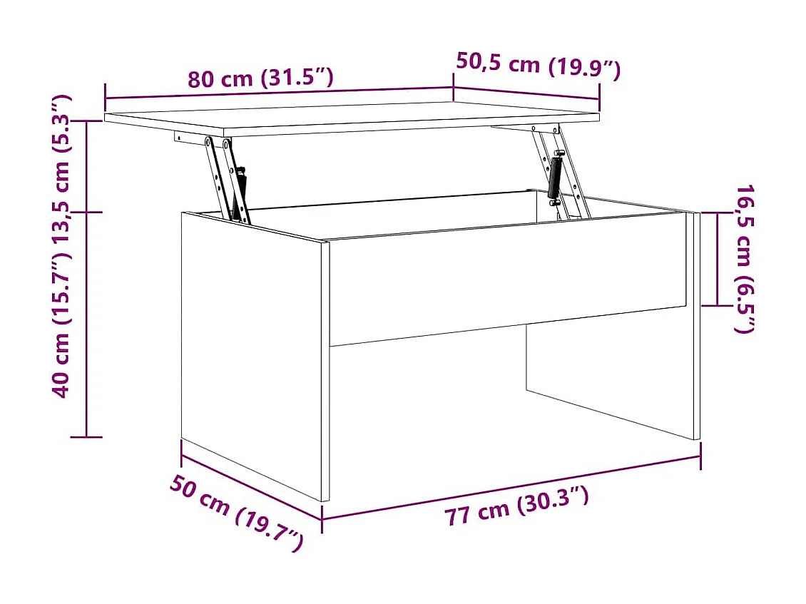Table basse vieux bois 80x50,5x41,5 cm bois d'ingénierie