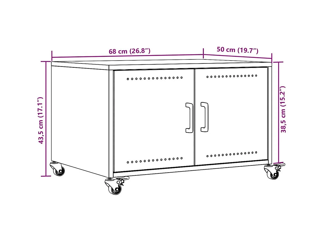 Salontafel 68x50x43,5 cm staal olijfgroen