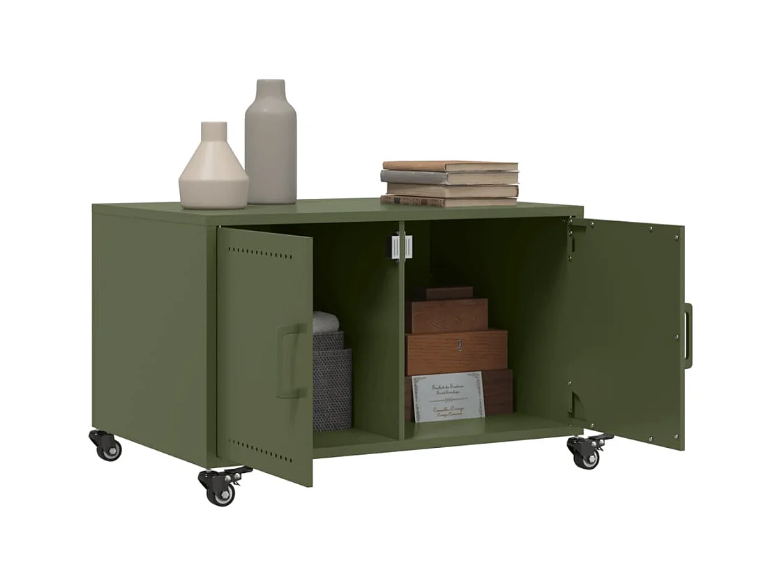 Salontafel 68x50x43,5 cm staal olijfgroen