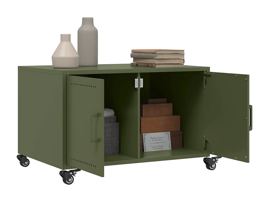 Table basse vert olive 68x50x43,5 cm acier