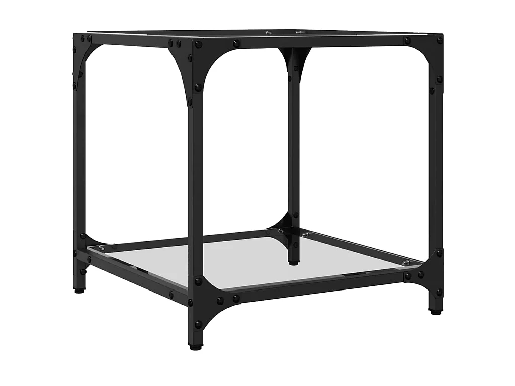 Table basse avec dessus en verre transparent 40x40x40 cm acier