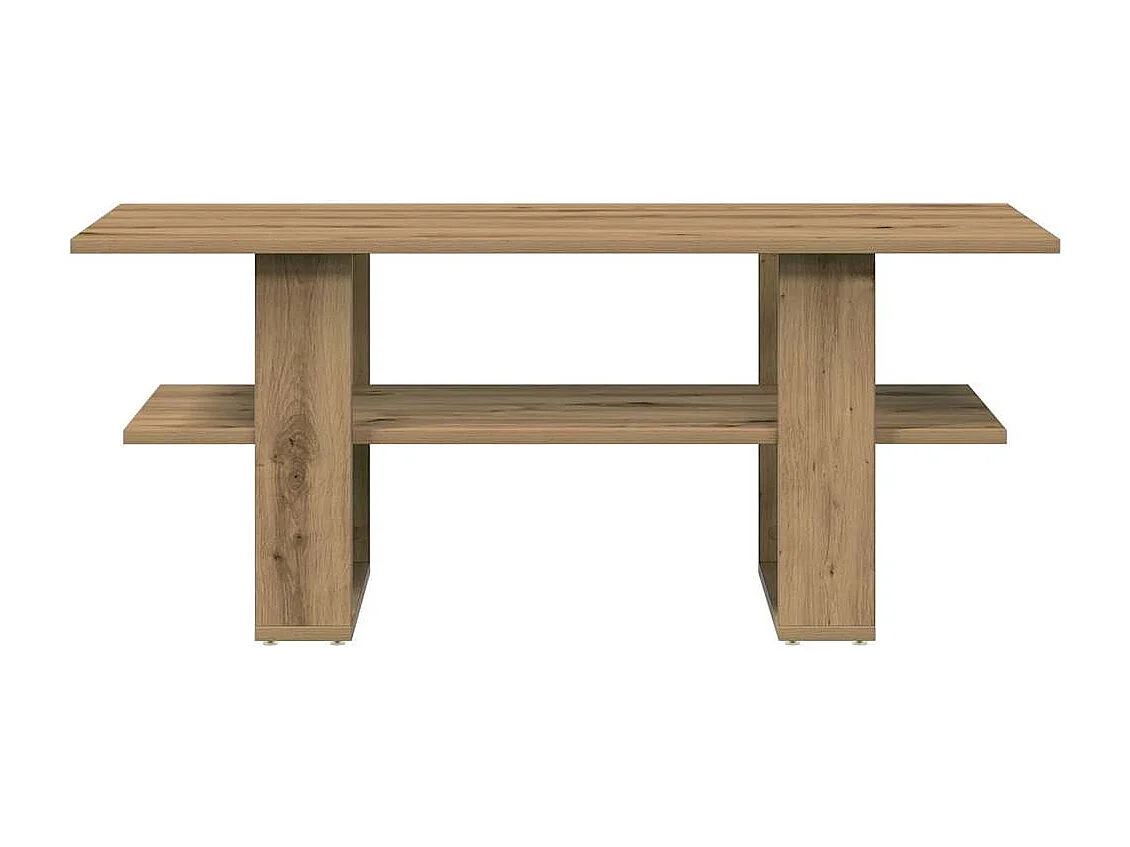 Table basse chêne artisanal 102x55x42 cm bois d'ingénierie