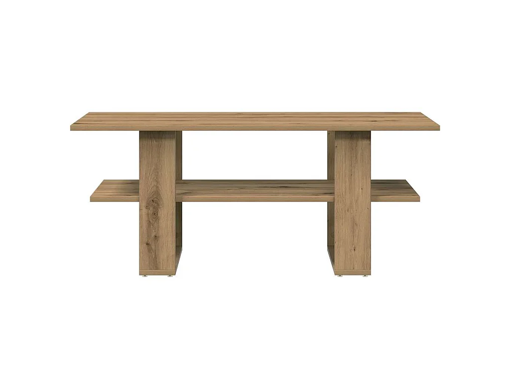 Table basse chêne artisanal 102x55x42 cm bois d'ingénierie