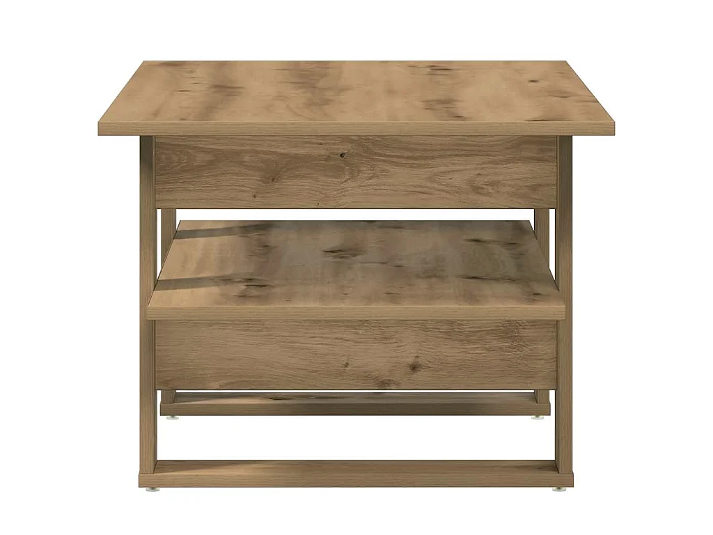 Table basse chêne artisanal 102x55x42 cm bois d'ingénierie